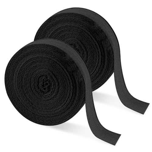 Vaktop 2 Rolle Schrägband, Schrägband Baumwolle 30 m x 20 mm, Baumwollband Schwarz, Einfassband zum Nähen für DIY Handwerk Dekorationen Näharbeiten