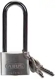 ABUS Vorhängeschloss Titalium 64TI/40HB63 gl.-6411 - gleichschließend und mit hohem Bügel - Kellerschloss mit Schlosskörper aus Spezial-Aluminium - ABUS-Sicherheitslevel 5