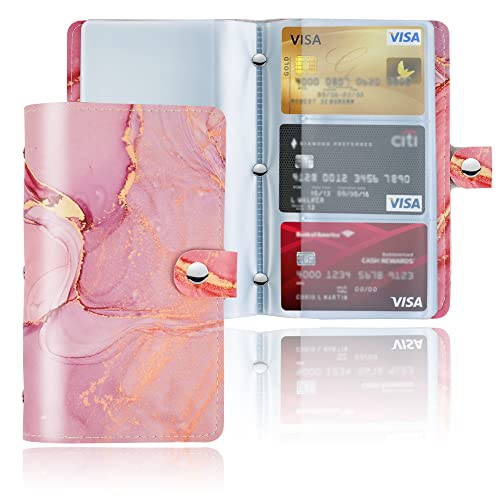Czzmy PU-Leder Visitenkartenmappe für 96 Karten Ideal für Büro und Praxis Visitenkartenbuch Kundenkarten Kreditkarten(1-Pink Splash Ink)