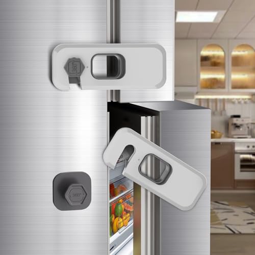2 Stück Kinder Kühlschrank Schloss, Ohne Bohren Kühlschrankschloss, Fenster Sicherungen Kinder, Kindersicherung für Waschmaschine, Schränke, Kleiderschränke, Toiletten