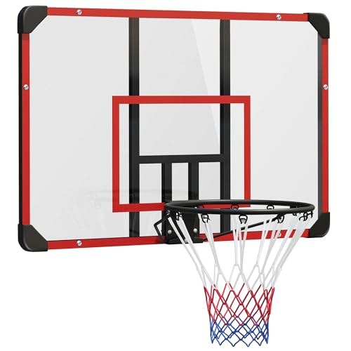 SPORTNOW Basketballkorb für Outdoor & Indoor, Basketballbrett mit Stahlkorb und Netz, Wandmontage, Mini-Basketballkorb für Kinder & Erwachsene, 113 x 61 x 73 cm, Rot