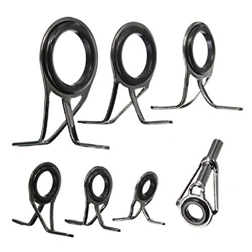 sitonelectic 7-teiliges Angelring-Set, verschiedene Größen, Angelruten-Reparatur-Set, Schnurführungen, Augen-Sets