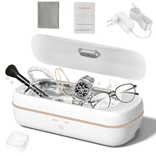 HyAdierTech Ultraschallreinigungsgerät Brille, 48KHz Hochfrequenz Ultraschallreiniger, Professioneller Brillenreinigungsgerät mit 2 Modi, Ultraschall Gerät für Reinigung von Brille Schmuck Uhren,350ML