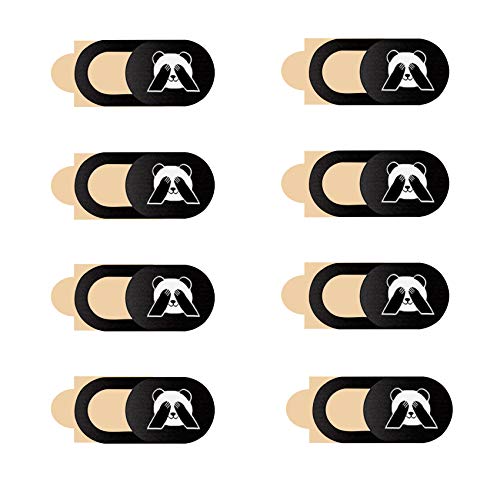 JeoPoom Panda Webcam Abdeckung[8 Pack], Webcam Cover Slider, Kamera Abdeckung, Camera Cover Ultra Thin Webcam für Laptop, Smartphone, Tablet, Handy, etc(Schwarz)