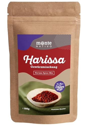 Harrisa Gewürz Monte Nativo (500g) - Aromatische Harissa Gewürzmischung - Schonend getrocknete und aromatische Gewürze ideal zum Kochen und Würzen - Intesives Aroma und Geschmack