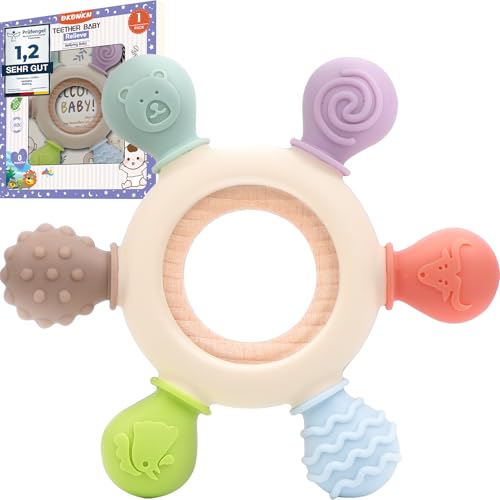 Okonkn Beißring Baby,Zahnungshilfe Baby-Baby Spielzeug Bpa-Frei Silikon Baby Zubehör Für Jungen Und Mädchen (1er-Pack (ohne Gedenkkarte))