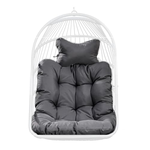 Mojia Hängesessel Kissen, Auflage für Polyrattan/Rattan Hängeschaukel Outdoor, Polster, Hängekorb, Sitzkissen Polster für Hängesessel, Schaukelkissen Rückenkissen 75x100cm (Dunkelgrau)