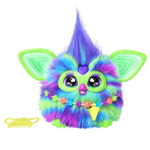 Furby Galaxy, leuchtet im Dunkeln, interaktives Plüschspielzeug - Deutsche Fassung, Silber/Blau/Lila