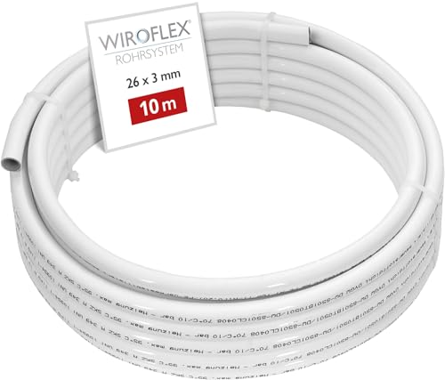 WIROFLEX® 10 m Alu-Verbundrohr, Mehrschicht-Verbundrohr Aluminium, flexibles Verlegerohr 26 x 3 mm, DVGW-zertifiziert, Heizungsinstallation, PE-RT MV-Roh für Schraub-, Steck- & Pressfittings, 261616