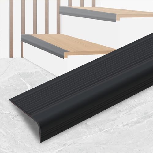 Gaahing Vinyl Anti-Rutsch Treppe Schritt, Peel und Stick Anti-Rutsch Treppe Nase, Form Trim Tritte Kantenschutz für Innenanwendungen (5m, Schwarz)
