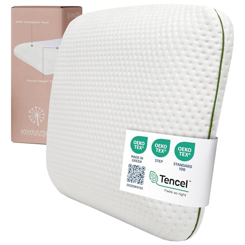 MIMUSELINA Kopfkissen 60x40x6 für Kinder ab 2 Jahren – Weiches und Atmungsaktives Kinderkissen für sicheren Schlaf – 100% Natürliches Memory Foam Oeko-TEX – Tencel Hypoallergene Hülle