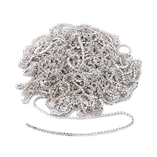 Strassband, Strass Kette Meterware Strass Band Strass Kette Basteln Glitzer Strassband Haare, 10M mit Strass Ketten Rolle zum Nähen und Basteln für Schmuck Nähen Handwerk DIY Dekor