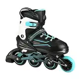 Nils Extreme Inline Skates Damen Inliner ABEC7 Verstellbare Inlineskates für Kinder (Schwarz-Türkis, 39-42), (NA1169A)