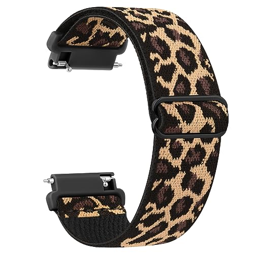 Wanme Nylon 20mm Uhrenarmbänder, Schnellverschluss Armband, Atmungsaktives Geflochtenes Ersatzbänder, Verstellbares Armbänder, Sport Ersatzarmband für Damen Herren, Leopard