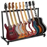 BALLSHOP 9-Fach Gitarrenständer Multistand Faltbar Tragbar Multistand Gitarrenstativ Multi-Gitarrenständer mit 9 Halterungen Polsterung für Akustikgitarre Westerngitarre E-gitarren