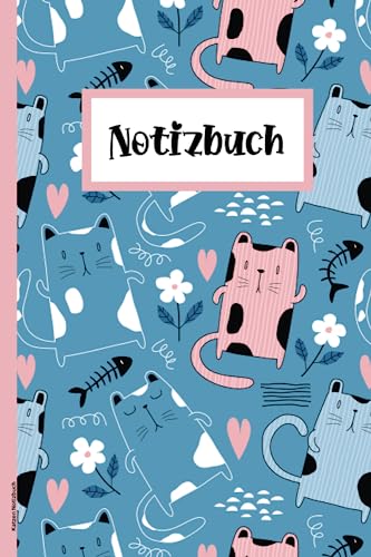 Katzen Notizbuch: Notizheft mit Katzenmotiv im Comic Design für Katzenfans das Schreibheft A5 Dot Grid mit Katze ein schönes Geschenk zum Geburtstag für Kinder und Katzenliebhaber Mädchen