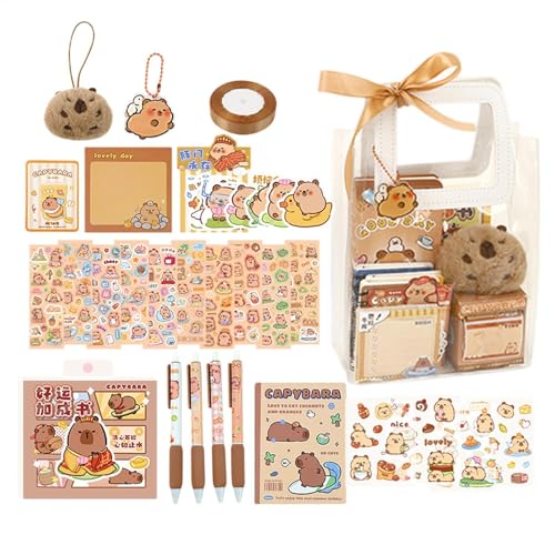 Capybara-Schulbedarf-Set, Briefpapier, Capybara-Themen-Briefpapier-Set - Niedliches Capybara-Briefpapier für und Mädchen | Niedliches Schreibwaren-Bleistift-Set, Cartoon-Capybara-Bleistiftaufkleber, S
