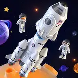 TEMI Space Shuttle Rakete Spielzeug für 3 4 5 6 7 8 9 Jahre Kinder Wissenschaft Lernspielzeug 5-in-1 STEM mit 2 Astronauten, Projektionslampe, Weltraumspielzeug Geschenk für Jungen Mädchen