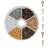 900 Stück Schraubösen Ösenschraube Kleine Augennadeln Ringschraube Set Mini Schaf Ösenschrauben Metal Augenschrauben Ösenstifte Handarbeit für DIY Art Crafts Schmuck (5 × 10 mm Sechs Farben)