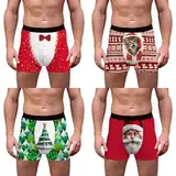 Dasongff Weihnachts Boxershorts Herren Baumwolle,Herrenunterwäsche,Eng Anliegender Unterhosen Leichte Slip Schlicht Kurze Hosen Sexy Weinachten Kostüm Männer Geschenke Weihnachten