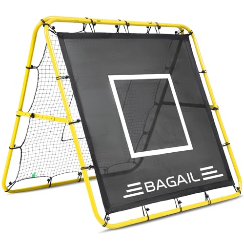 BAGAIL Doppelseitiges Rebounder-Netz, Fußballnetze, verstellbare Winkel, anpassbare Struktur, Rebound-Netz mit Ziel für Geschicklichkeitstraining, tragbare Fußballtore für den Garten, 120x120cm