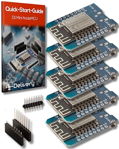 AZDelivery 5X D1 Mini NodeMcu mit ESP8266-12F WLAN Module CH340G Lua kompatibel mit Arduino inklusive E-Book!