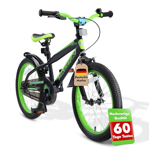 BIKESTAR Kinderfahrrad 18 Zoll für Mädchen und Jungen ab 5 Jahre | Kinderrad Urban Jungle | Fahrrad für Kinder Schwarz & Grün | Risikofrei Testen