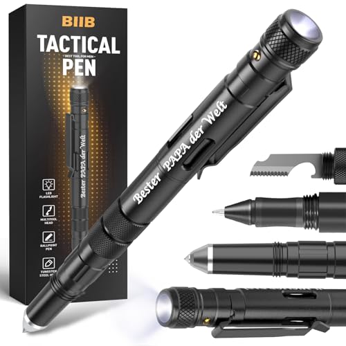 BIIB Geschenke für Männer, Taktischer Stift mit LED, Vatertagsgeschenk für Papa, Gadgets für Männer Geschenke für Papa, Geburtstagsgeschenk für Männer, Papa Geschenk Vatertag, Geschenke zum Vatertag