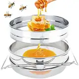 ZONSUSE Edelstahl Honigsieb, Doppelsieb Netzfilter, Bienenzucht Extraktionswerkzeuge mit Verstellbaren Griffen, Imkereiausrüstung, Honig Ernten und Extrahieren, Ideal für Imker