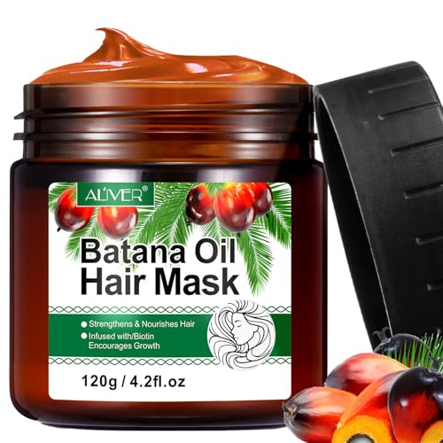 Batana Öl Haarmaske für Haarwachstum, 100% natürliches Haarwuchsöl, Wildes Batana Öl Haarmaske Bio verhindert Haarausfall und hilft bei Frizz, Spliss, Textur & Glanz für Männer & Frauen - 120g