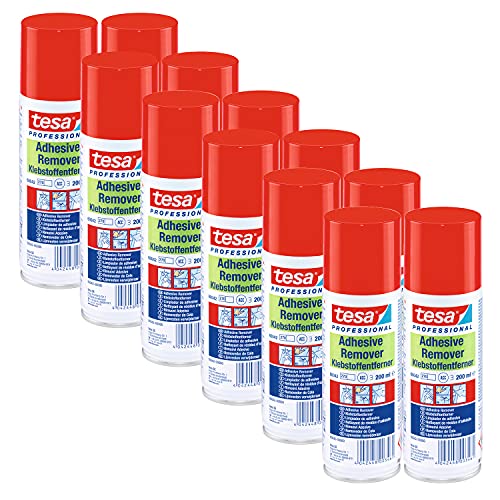 tesa 60042 Klebstoffentferner 200 ml - 12er-Pack - Klebstoffentferner Spray zum einfachen Entfernen von Etiketten, Kleberückständen, Fett, Teer und Harzen - mit angenehmem Geruch