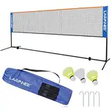 LARMNEE Badmintonnetz, 4 m Federballnetz, Volleyballnetz, Tennisnetz, höhenverstellbar Tragbares Sportnetz, Indoor Outdoor Badminton Netz Set mit Netz, Gestell, Tragetasche ELC04BN02