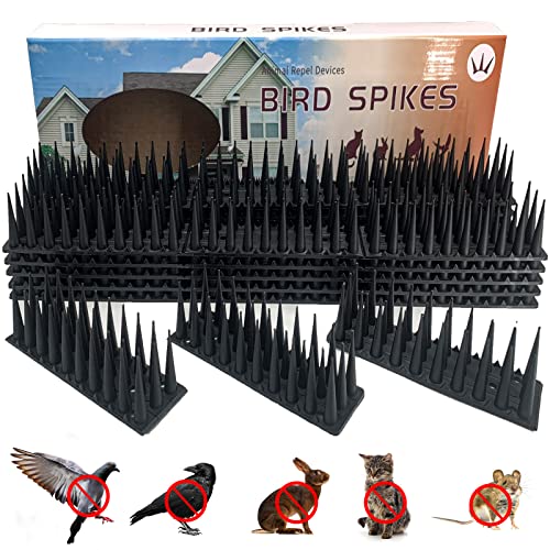 BOOSHMall Taubenabwehr Spikes, 5.1 Meter Vogelabwehr Taubenschutz Taubenspikes Vogelschutz Kunststoff für Balkon, Katzen, Spatzen und Fensterbank, Schwarz, 43 x 4 x 3,5 cm