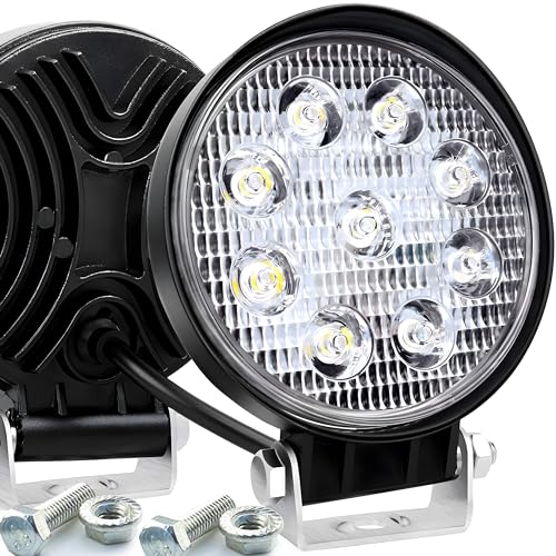 Retoo LED Arbeitsscheinwerfer Zusatzscheinwerfer Rückfahrscheinwerfer 12-24V 2200 lm 27W IP68 Wasserdicht Nahfeldausleuchtung Scheinwerfer Trecker Bagger SUV UTV ATV Traktor Kabel 1m Schwarz