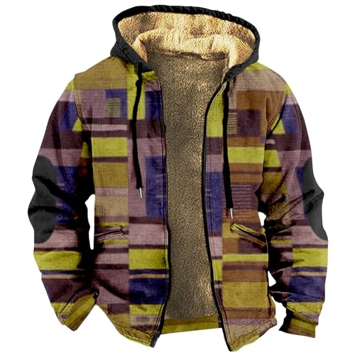 Winterjacke Herren Übergroße Hoodie Dicker Pullover Leichte Steppjacke Strickfleecejacke Jackett Herren One Piece Hoodie Herren Herren Verdickungsjacken Feldjacke Herren(Multicolor,XXL)