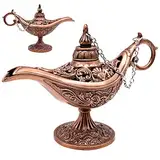 INHEMING Genie Lampe Aladdin ,Mini Aladdin Wunderlampe,Magische Lampe, Metall Geschnitzte Dekoration Genie Öllampe,Klassische Dekoartikel Genielampe,Zinklegierung - 11.5 x 4 x 7.5 cm