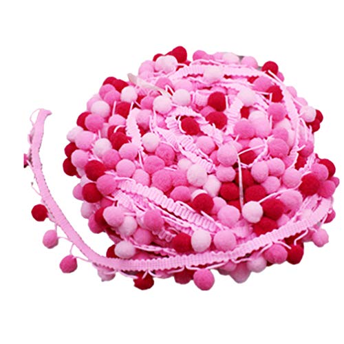 Pompom Girlande Bommelband 4.5m DIY Scrapbooking Näharbeiten Borte Basteln Nähen Dekorieren Für Kleid Schal Hut Vorhang Party Ostern (Rosa)