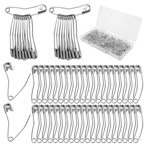 60 St Gebogene Sicherheitsnadeln, 5,4cm Quilt-Heftnadeln Gebogene Safety Pins Näh-Sicherheitsnadeln-Zubehör zum Basteln Quilten Stricken Nähen(Silber)