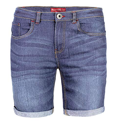 BlauerHafen Herren Designer Jeans Shorts Stretch Kurze Hose Super Flex Slim Fit Sommer Denim Half Pants Casual Bermuda (W36 (Taille: 94-96cm), Hellblau)
