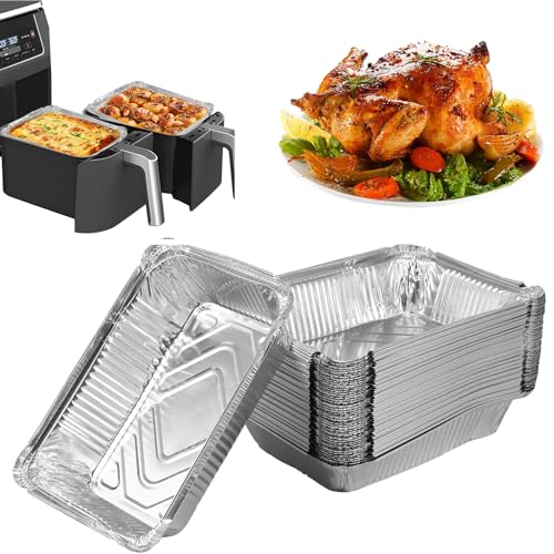 50 Stück Alu Tropfschalen Klein 22x16x5cm Alu Grillschale Einweg 1100ml Kleine Aluschalen Grill Rechteck Wasserbeständig Alufolie Schalen für Backen Kochen Heißluftfritteusen Öfen Mikrowellenherden