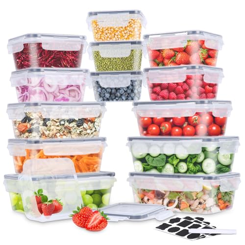TIDEVAN Frischhaltedosen mit Deckel,14 Stück Küche Meal Prep Boxen Frischhaltedosen mit Deckel für Lebensmittel,Spülmaschinen Mikrowellen und Gefrierschrankgeeignet,Auslaufsicher Luftdicht BPA-frei