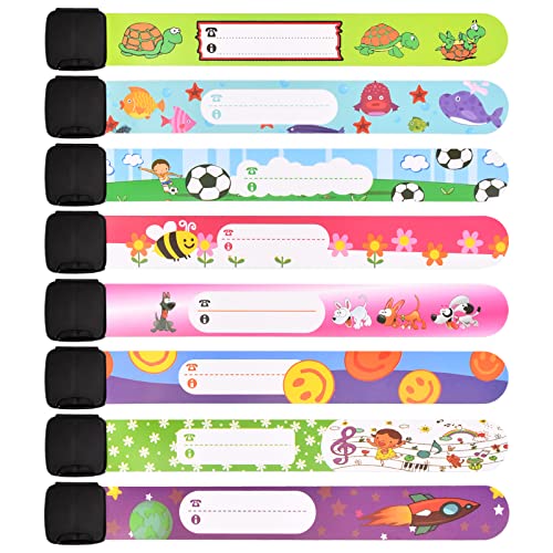 8 Stück Notfall-Armband für Kinder Sicherheitsarmband ID Armband SOS Armband Kinder Notfall Wasserdichtes Wiederverwendbar Notfallarmband Anti Verlorene für Jungen Mädchen Kleinkind Baby