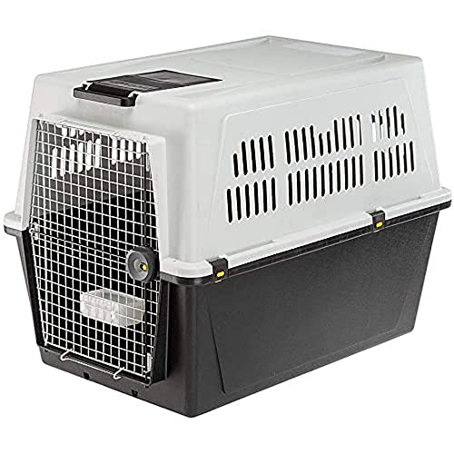 Ferplast Hundetransportbox Transportbox für große Hunde Atlas 70, Reisebox für Hunde, Sicherheitsverriegelung, Lüftungsgitter, 68,5 x 101 x h 75,5 cm Grau