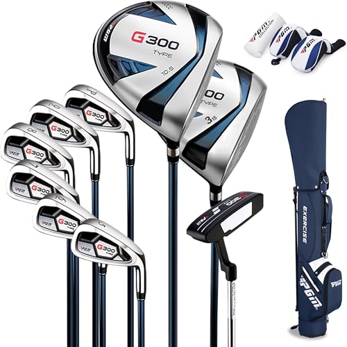 PGM Komplettes Golfschläger-Set für Herren, 9-teilig, Holz, Hybrid, Eisen, Sandkeil, 1 Putter, Golftasche, Titan-Schlägerkopf MTG025-5