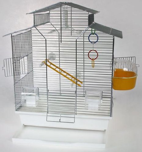 Vogelkäfig,Wellensittichkäfig,Exotenkäfig,60 cm Vogelkäfig Vogelbauer Wellensittich Kanarien Voliere Vogelhaus Käfig IZA 2 II weiß