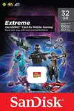 SanDisk Extreme microSD-Karte für mobiles Gaming 32 GB (Lesen bis 100 MB/s, für Smartphones, für AAA/3D/VR-Spielgrafiken und 4K-UHD Videos, Class 10, UHS-I, U3, V30)