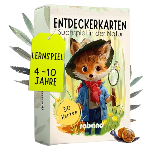 50 Entdeckerkarten für Kinder – Outdoor Schatzsuche und Natur entdecken I Spannendes Suchspiel I Lernspiel & Geschenk für Mädchen und Junge I Spiele ab 4, 5, 6, 7, 8 Jahre