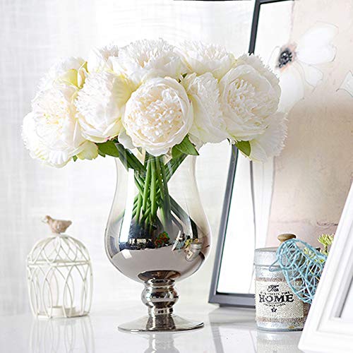 JOYHAZE Künstliche Pfingstrosen aus Seide, Pfingstrosen, für Hochzeit, Zuhause, Büro, Party, Fensterdekoration, Tischdekoration, DIY-Blumenarrangements, Weiß, 8 Stück