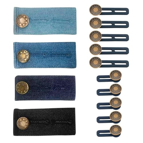 CJMUQHEHH 14 PCS Hosenbunderweiterung, Verstellbare Jeans Knöpfe, Elastische Taillenvergrößerungs Knöpfe, Taillenexpander für Jeans, Umstandshosen, Freizeithosen, Unisex