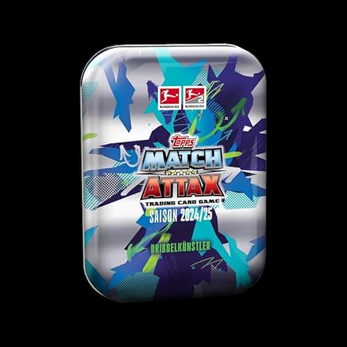 Topps Bundesliga Match Attax 24/25 - Mini Tin - Dribbelkünstler - enthält 42 Karten, darunter 3 Exklusive Allrounder Karten, 2 Black & White Pixel Pitch Karten und 2 Limited Edition Karten.